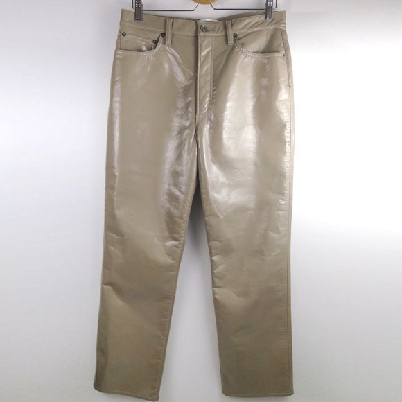 Agolde Leather 90s Pinch Waist Pants in Quail Patent Leather Size 30 - Picture 9 of 15